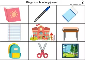 Aperçu - Cartes / Images - Anglais - Bingo Matériel scolaire - P2 - Page 2