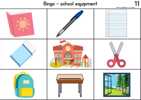 Aperçu - Cartes / Images - Anglais - Bingo Matériel scolaire - P2 - Page 3