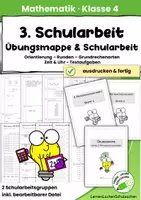 Vorschau - Arbeitsblätter - 3. Mathematikschularbeit + Übungsmappe | ZR 100.000 & Zeit | bearbeitbar - Deckblatt