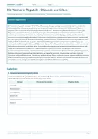 Vorschau - Arbeitsblätter - Arbeitsblatt Geschichte Klasse 9 – Weimarer Republik: Chancen und Krisen - Deckblatt