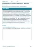 Vorschau - Arbeitsblätter - Arbeitsblatt Geschichte Klasse 11 – Arbeiterbewegung und Parteien im Kaiserreich - Deckblatt