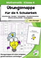 Vorschau - Arbeitsblätter - Übungsmappe zur 4. Mathematikschularbeit | ZR 1 Million, Grundrechenarten & Brüche - Deckblatt