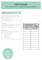 Vorschau - Anderer Materialtyp - Kopfrechenpass (inkl. Elternbriefe mit Beispielaufgaben) - Deckblatt