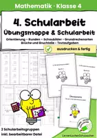 Vorschau - Arbeitsblätter - 4. Mathematikschularbeit mit Übungsmappe – Zahlenraum 1 Million & Brüche | Klasse 4 - Deckblatt