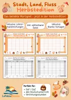 Vorschau - Spiele - Stadt, Land, Fluss – Herbstedition | Herbstspiel für Deutsch oder Vertretungsstunde | Herbstferien | Halloween I DaF/DaZ | Klasse 4–6 - Deckblatt