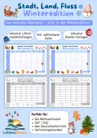 Vorschau - Arbeitsblätter - Stadt, Land, Fluss – Winteredition | Winterspiel für Deutsch | Weihnachten | Weihnachtsspiel | DaF/DaZ | Klasse 4–6 - Deckblatt