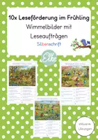 Vorschau - Arbeitsblätter - 10x Leseförderung im Frühling Wimmelbilder mit Leseaufträgen - Deckblatt