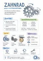 Vorschau - Arbeitsblätter - Lernposter + Arbeitsblätter zum Thema "Zahnrad" + Lösung & MP3 + Mindmap + Infografik - Deckblatt