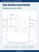 Vorschau - Test - Test · Die Stellenwerttafel bis 1000 · Test A und B mit Lösungen - Deckblatt