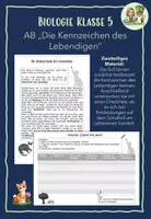 Vorschau - Arbeitsblätter - Die Kennzeichen des Lebendigen - zweiteiliges Material - Deckblatt