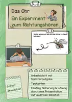 Vorschau - Arbeitsblätter - Sinne, das Ohr , Experiment zum Richtungshören - Deckblatt