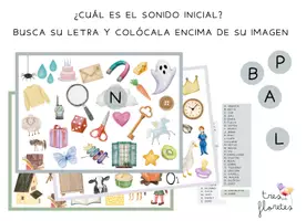 Vista previa - Tarjetas / Manipulativos - CONCIENCIA FONOLÓGICA: ¿CUÁL ES EL SONIDO INICIAL? BUSCA SU LETRA Y COLÓCALA ENCIMA DE SU IMAGEN - página 1