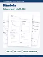 Vorschau - Test - Test - Bündeln bis 10.000 - Test A und B mit Lösungen - Deckblatt