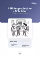 Vorschau - Arbeitsblätter - Schulstart | 5 Bildergeschichten mit Schreibseiten, Hilfen & Beispieltexten – Klasse 3–4 - Deckblatt