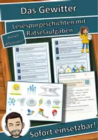 Vorschau - Mal- und Bastelvorlagen - Das Gewitter – Lesespurgeschichte mit Rätselaufgaben (Klasse 6) - Deckblatt