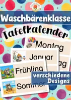 Vorschau - Präsentationen/Tafelbilder - Waschbärenklasse - Tafelkalender (Klassentier) - Deckblatt