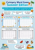 Vorschau - Arbeitsblätter - Summer Category Word Game | Stadt, Land, Fluss Sommeredition auf Englisch | Wortschatzspiel ab 2. Lernjahr | Sek I & II | Sommerferien & Back to School Englisch - Deckblatt