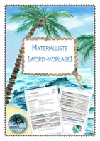 Vorschau - Lehrpläne/Lehrermaterial - Materialliste (als Word-Vorlage, um sie verändern zu können) - Deckblatt
