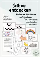 Vorschau - Stundenentwürfe - Silben schwingen: Über 100 Bildkarten, Wortkarten & Spielideen | Phonologische Bewusstheit - Deckblatt