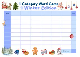 Vorschau - Arbeitsblätter - Stadt, Land, Fluss Winteredition auf Englisch – Category Word Game zu Winter & Weihnachten im Englischunterricht | editierbar | Wortschatzspiel ab 2. Lernjahr, Sek I & II - Seite 2