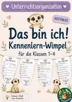Vorschau - Mal- und Bastelvorlagen - Das bin ich! Erdmännchen-Wimpel 1–4 - Deckblatt