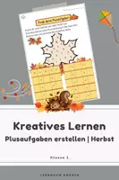 Vorschau - Arbeitsblätter - Plusaufgaben bis 10 selbst erstellen | Addition spielerisch üben | Herbst - Deckblatt