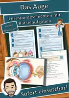 Vorschau - Arbeitsblätter - Das Auge – Lesespurgeschichte mit Rätselaufgaben (Klasse 7) - Deckblatt