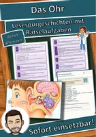 Vorschau - Mal- und Bastelvorlagen - Das Ohr – Lesespurgeschichte mit Rätselaufgaben (Klasse 7) - Deckblatt