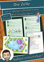 Vorschau - Mal- und Bastelvorlagen - Die Zelle – Lesespurgeschichte mit Rätselaufgaben (Klasse 8) - Deckblatt