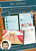 Vorschau - Arbeitsblätter - Die Zähne – Lesespurgeschichte mit Rätselaufgaben (Klasse 7) - Deckblatt