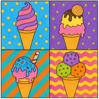 Vorschau - Arbeitsblätter - Pop-Art-Eistüten nach Andy Warhol – Differenzierte Malvorlagen - Seite 2