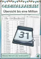 Vorschau - Arbeitsblätter - DaZ - Übersicht Zahlen und Ordinalzahlen - Tag, Woche, Monat, Jahr - Kalender und Zeit - DaZ / DaF / Deutsch - Deckblatt