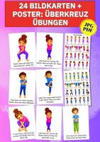Vorschau - Spiele - Überkreuzübungen für Kinder – 24 Bildkarten & 2 Poster für Kita, Vorschule & Grundschule - Deckblatt