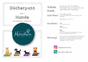 Vorschau - Mal- und Bastelvorlagen - Bücherpass Paket 1 - Hunde Bücherpass und Lesezeichen - Seite 1