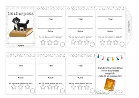 Vorschau - Mal- und Bastelvorlagen - Bücherpass Paket 1 - Hunde Bücherpass und Lesezeichen - Seite 3