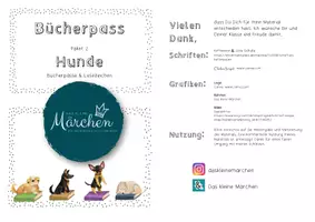 Vorschau - Mal- und Bastelvorlagen - Bücherpass Paket 2 - Hunde Bücherpass und Lesezeichen - Seite 1