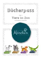 Vorschau - Mal- und Bastelvorlagen - Bücherpass Paket 3 - Tiere im Zoo Bücherpass und Lesezeichen - Deckblatt