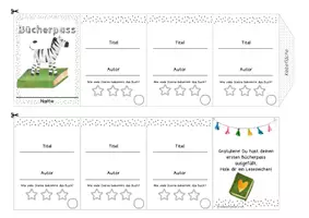 Vorschau - Mal- und Bastelvorlagen - Bücherpass Paket 3 - Tiere im Zoo Bücherpass und Lesezeichen - Seite 2