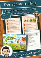 Vorschau - Arbeitsblätter - Der Schmetterling – Lesespurgeschichte mit Rätselaufgaben (Klasse 4) - Deckblatt