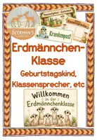 Vorschau - Poster - Erdmännchenklasse - Klassensprecher, Post für kranke Kinder, Hausaufgabengutscheine uvm - Deckblatt