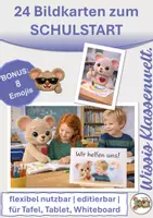 Vorschau - Poster - 24 Bildkarten zum SCHULSTART (PPT / PDF PNG, editierbar) - Deckblatt