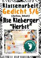 Vorschau - Arbeitsblätter - Klassenarbeit+EWH - Gedichte - 5/6 - "Herbst", Ilse Kleberger - Deckblatt