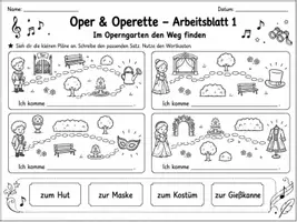 Vorschau - Stundenentwürfe - Oper & Operette – Lesen, Schreiben & Rechnen | 9 Arbeitsblätter + Lösungen für die 1. & 2. Klasse - Seite 1