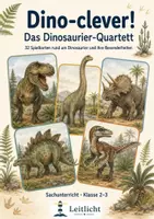 Vorschau - Spiele - Dinosaurier-Quartett – Dinosaurier & ihre Besonderheiten | 32 Wissenskarten | Klasse 2–3 - Deckblatt