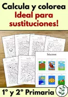 Vista previa - Hojas de trabajo - Calcula y colorea: 1º y 2º de Primaria (sustituciones) - Portada