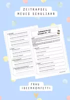 Vorschau - Arbeitsblätter - Zeitkapsel - Start Schuljahr - Schuljahresbeginn Reflexion - Deckblatt