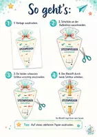 Vorschau - Mal- und Bastelvorlagen - Schultüten-Bleistiftgrüße zum Schulanfang | 6 Vorlagen - Seite 1