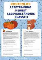 Vorschau - Arbeitsblätter - Kostenlos: Lesetraining Herbst – Leseverständnis Klasse 3 - Deckblatt