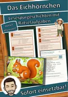 Vorschau - Arbeitsblätter - Das Eichhörnchen – Lesespurgeschichte mit Rätselaufgaben (Klasse 5) - Deckblatt