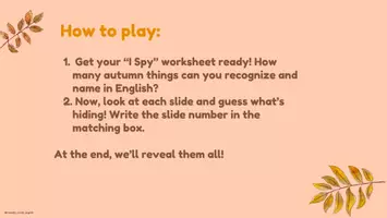 Προεπισκόπηση - Φύλλα εργασίας - Autumn I Spy -Presentation + Worksheet -ESL/EFL Ages 6–8 - Σελίδα 2
